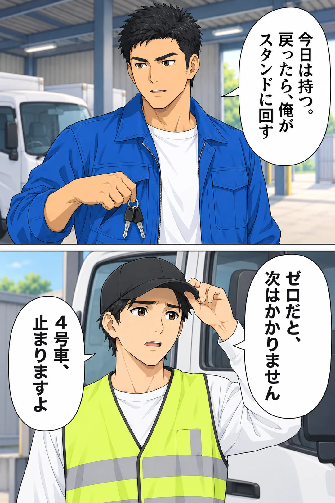 社長「今日は持つ。戻ったら、俺がスタンドに回す」。ドライバー「ゼロだと、次はかかりません」「4号車、止まりますよ」