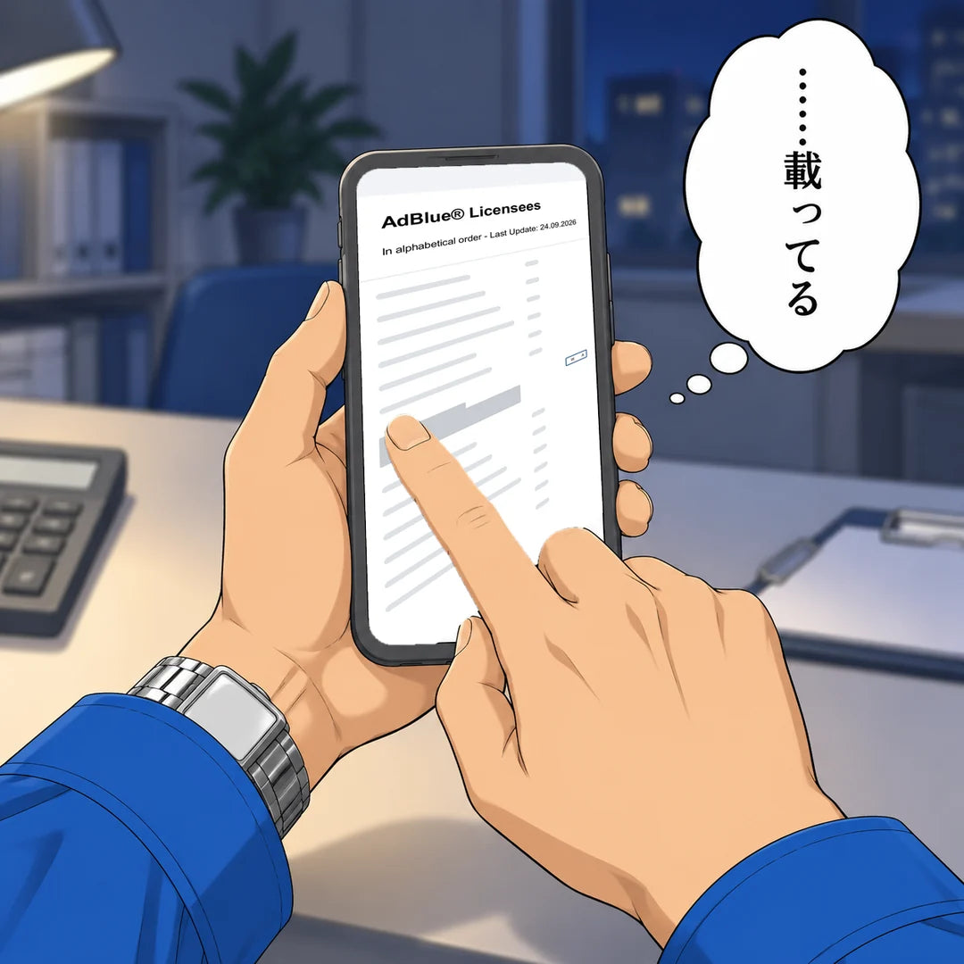スマホの一覧の1行を指で押さえる手元。心の声「……載ってる」